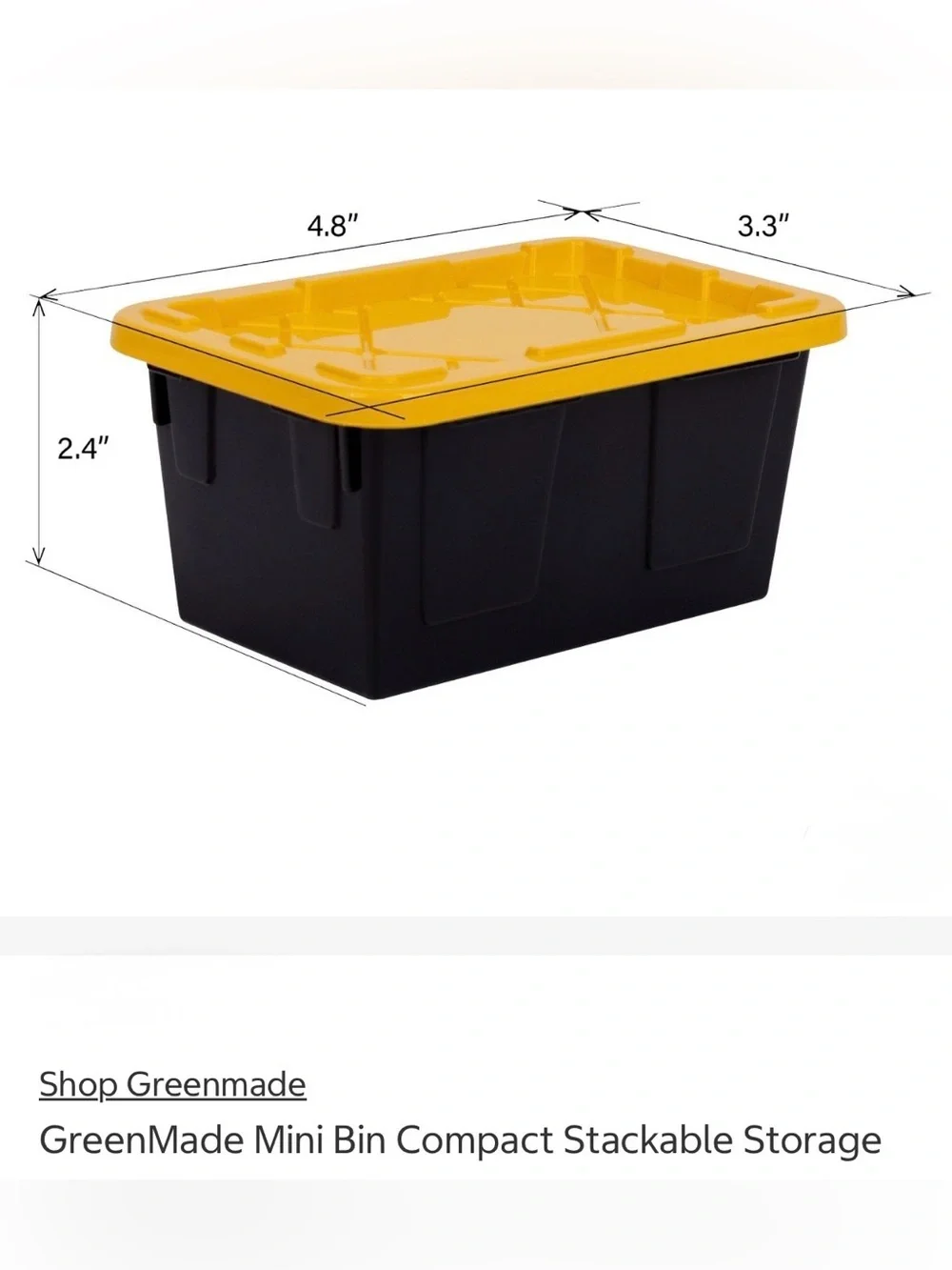 3 Black Storage Bins with Yellow Lid - Durable Stackable Organizer- New